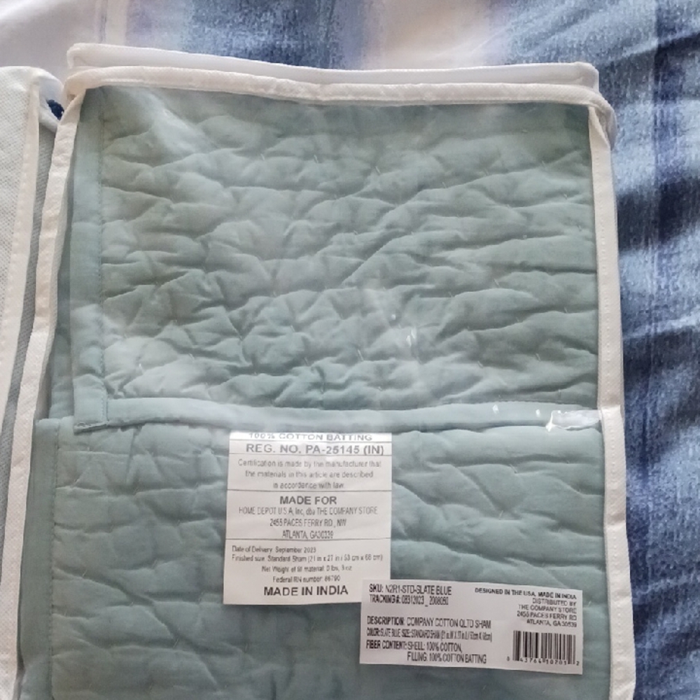 The Company Store Slate Blue Quilted Shams